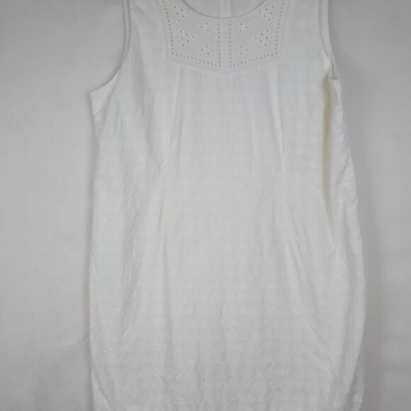 Talbots | Embroidered Eyelet Sheath Sleeveless Ivory White Dress | Size 18 - Picture 4 of 13